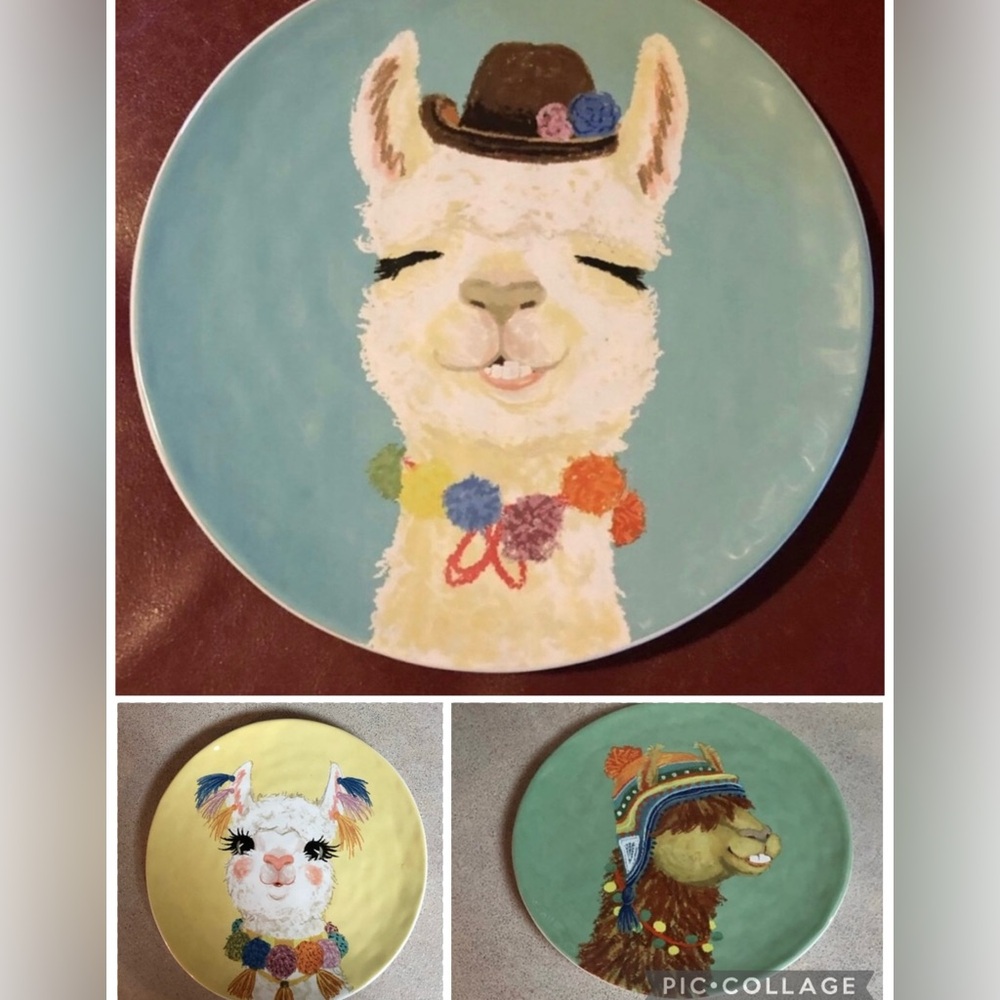 Pier 1 Llama Inspired Dessert/Cake Plate Set of 3